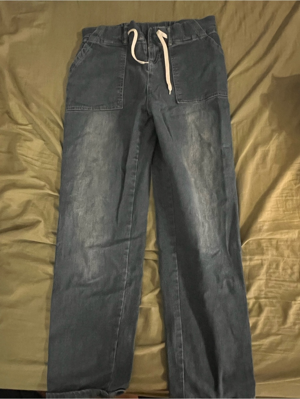 Women’s Straight-Leg Drawstring Jeans in Navy